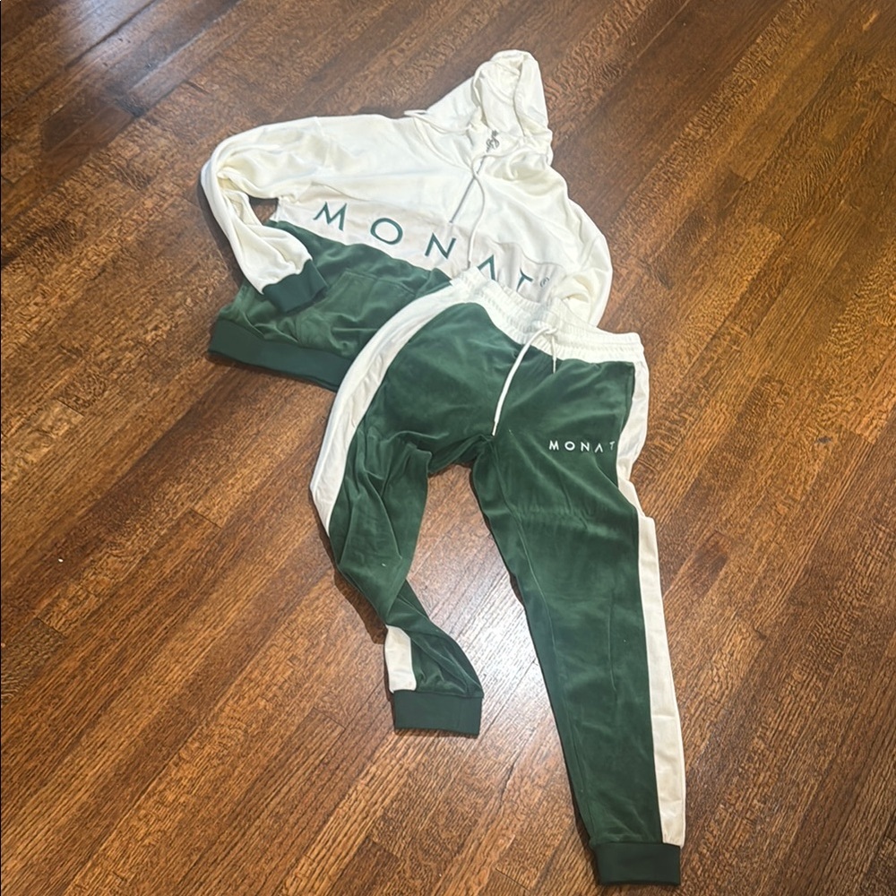 Monat Green and Cream Tracksuit
